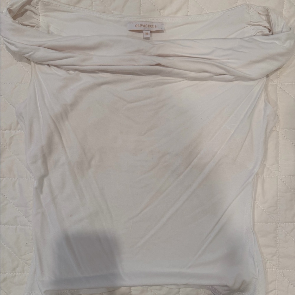 Olivaceous white off the shoulder Blouse